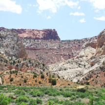 Burr Canyon, cutting through Waterpocket Fold, Capitol Reef National Park, UT, 2013 - note switchbacks of the Burr Trail. Burr Canyon, cutting through Waterpocket Fold, Capitol Reef National Park, UT, Vince Pitelka, 2013