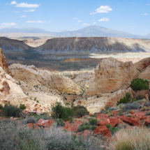 View looking east from the Burr Trail at the top of Burr Canyon and Waterpocket Fold, Henry Mountains in the distance, Capitol Reef National Park, UT, 2013 Burr Canyon, Waterpocket Fold, and the Henry Mountains, Capitol Reef National Park, UT, Vince PItelka, 2013