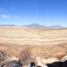 Panorama, Waterpocket Fold, Strike Valley, Oyster Shell Reef, Tarantual Mesa, and the Henry Mountains in the distance, shot from Strike Overlook, Capitol Reef National Park, UT, 2018 Waterpocket Fold, Strike Valley, Tarantual Mesa, and the Henry Mountains, Capitol Reef National Park, UT, Vince Pitelka, 2018