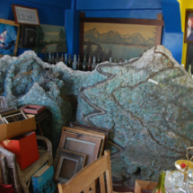 Paper mache model of Pikes Peak crammed in one corner of the second-floor tower room. World's Wonder View Tower, Genoa, CO. Second-Floor Room, Worlds Wonderview Tower, Genoa, CO, Vince Pitelka