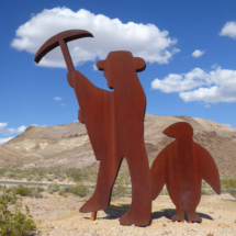 Tribute to Shorty, by Fred Bervoets, Goldwell Open Air Museum, Rhyolite, NV, 2017. A tribute to Shorty Harris, early miner in the region. Tribute to Shorty, by Fred Bervoets, Goldwell Open Air Museum, Rhyolite, NV, Vince Pitelka, 2017