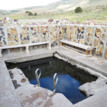 Hart Mountain Hot Springs, developed soaking tub, Hot Spring Campground, Hart Mountain Antelope Reserve, OR, 2015 Hart Mountain Hot Springs, developed soaking pool, Hart Mountain Antelope Reserve, OR, Vince Pitelka, 2015