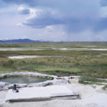 HIlltop Hot Spring, Long Valley, CA, 2013, High Sierra in the far distance. HIlltop Hot Spring, Long Valley, CA, Vince Pitelka, 2013, High Sierra in the far distance