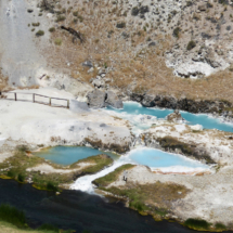 Hot Creek Hot Springs, Hot Creek County Park, Long Valley, CA, 2017. Fun to visit, but off limits for soaking due to deadly bursts of superheated water and steam. Hot Creek Hot Springs, Hot Creek County Park, Long Valley, CA, Vince Pitelka, 2017
