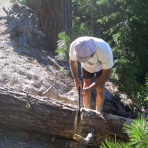 Tom doing a fine job with the little axe, Medicine Lake Volcano, Modoc National Forest, CA, 2006 Tom doing a fine job with the little axe, Medicine Lake Volcano, Modoc National Forest, CA, Vince Pitelka, 2006