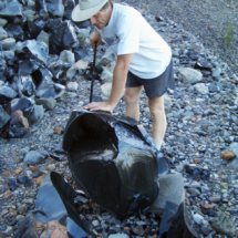 Tom and a Nice Hunk of Obsidian, Glass Mountain, Medicine Lake Volcano, Modoc National Forest, CA, 2006 Tom and a Nice Hunk of Obsidian, Glass Mountain, Medicine Lake Volcano, CA, Vince Pitelka, 2006