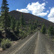 Old Logging Railroad Bed and Cinder Butte, Modoc National Forest south of Lava Beds National Monument, CA, 2017 Old Logging Railroad-Bed and Cinder Butte, Modoc National Forest, CA, Vince Pitelka, 2017