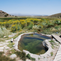 Little Hot Creek Hot Spring, Long Valley, CA, 2012. Soaking tub is several hundred yards downstream from fenced and DANGEROUS 190-degree source spring. Little Hot Creek Hot Spring, Long Valley, CA, Vince Pitelka, 2012