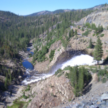 High-Pressure Outflow, Jackson Meadows Reservoir, Middle Fork of the Yuba River, CA, 2004 - Henness Pass Road heading west in the center. High-Pressure Outflow, Jackson Meadows Reservoir, CA, Vince Pitelka, 2004