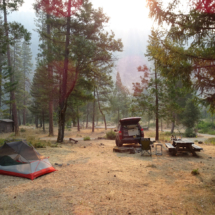 Idlewild Campground, North Fork of the Salmon River, CA, 2019, Smoke from the Carr Fire. Idlewild Campground, North Fork of the Salmon River, CA, Vince Pitelka, 2019, Smoke from the Carr Fire.