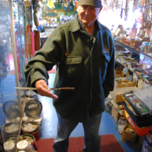 The late Jerry Chubbuck, owner and proprietor. He was quite a jokester. World's Wonder View Tower, Genoa, Colorado The Late Jerry Chubbuck and Knife Trick, Worlds Wonderview Tower, Genoa, CO, Vince Pitelka