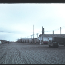 51, June 15 - Barrow Navy base, street scene Street Scene, Point Barrow Naval Base, Alaska, 1951, photo by Frank Pitelka