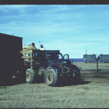 52, August 6 - Barrow, baloon-tired truck Truck with Balloon Tires, NARL, Point Barrow, AK, 1952, photo by Frank Pitelka