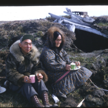 55 - July 4 - Chester Lampe & wife Chester Lampe and his Wife, near Point Barrow, Alaska, 1955, photo by Frank Pitelka