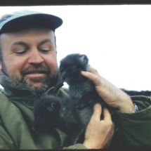 55, June 25 - FAP with Alopex pups Frank Pitelka with Alopex Pups, NARL, Point Barrow, AK, 1955