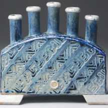 Slate Blue with fairly heavy soda accumulation on front. Slate Blue with fairly heavy soda accumulation on front.